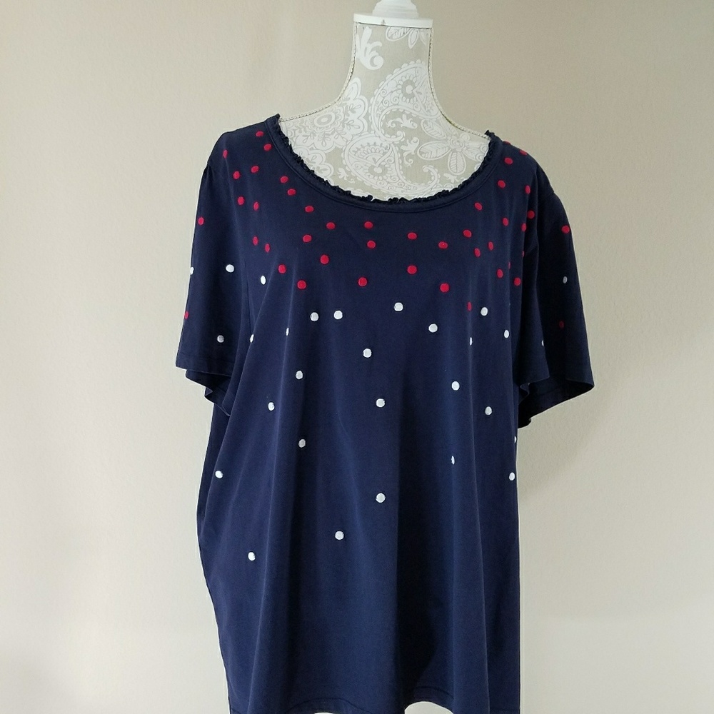 Liz & Me 2X Top Shirt Red White Blue